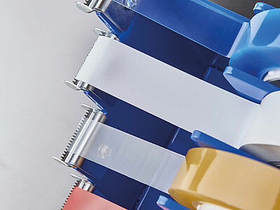 4 fold dispenser, powder-coated (blue), max. 1" width